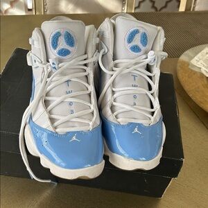 Jordan 6 rings North Carolina baby Blue and White
